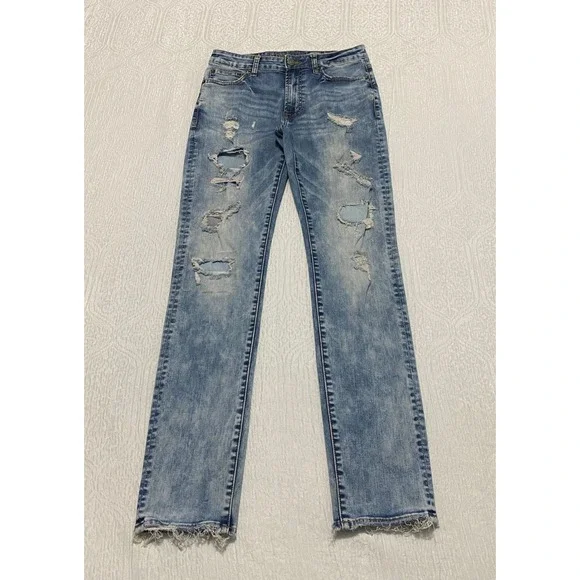 American Eagle Jeans Men's 29x32 Slim Flex Ripped Distressed Denim Acid Wash - Picture 1 of 10